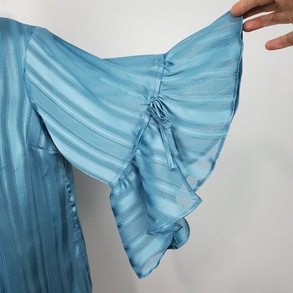 LC Lauren Conrad Feminine Pullover Bell Sleeve Turquoise Top Blouse Size XS - Picture 5 of 14